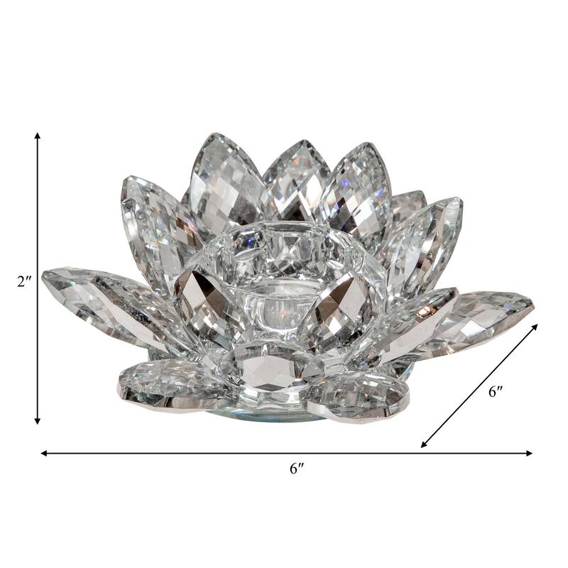Iridescent Glass Crystal Lotus Votive Candle Holder