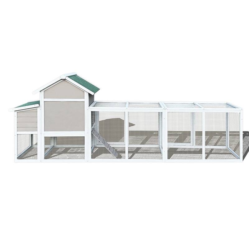Alvana 122" Wooden Chicken Coops with Locking Nesting Boxes