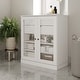 preview thumbnail 19 of 47, Palace Imports 100% Solid Wood Short Clear Glass Bathroom Storage Cabinet with 2 Drawers, 32" W x 35.75" H