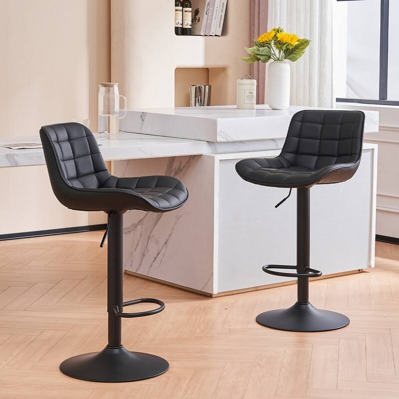 Adjustable Height Bar Stools Set of 2, Faux Leather Barstools for Kitchen Island Counter