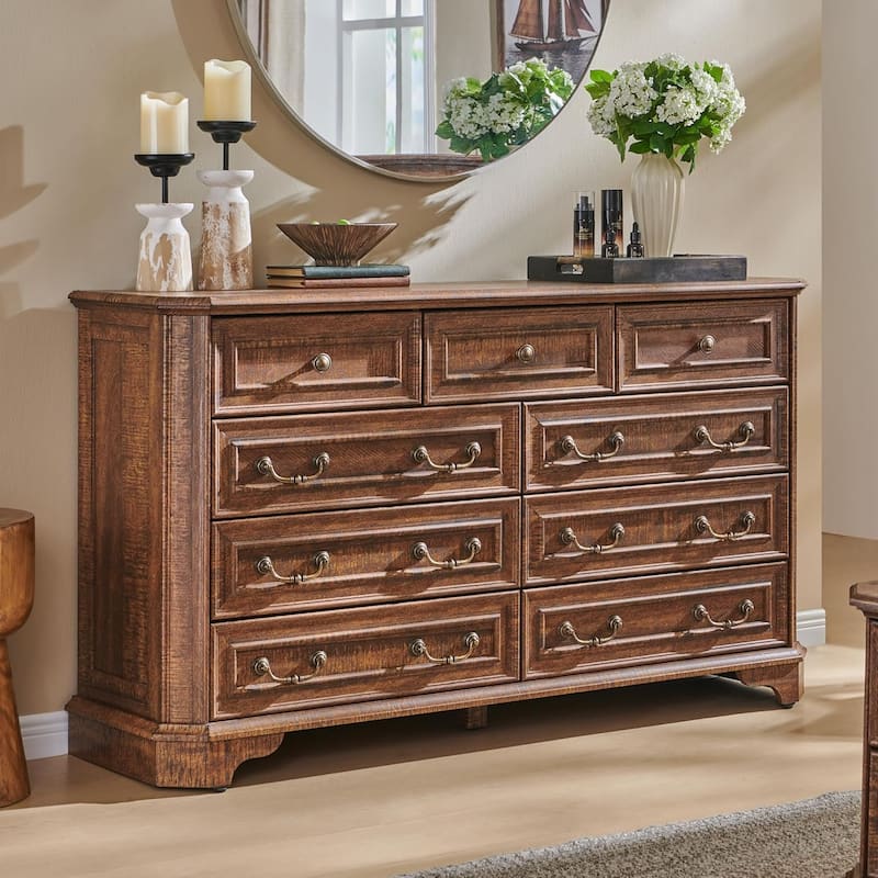 Farmhouse Drawers Dresser, Wood Chest of Drawers, Dressers Organizer - Reclaimed Barnwood - 9-drawer