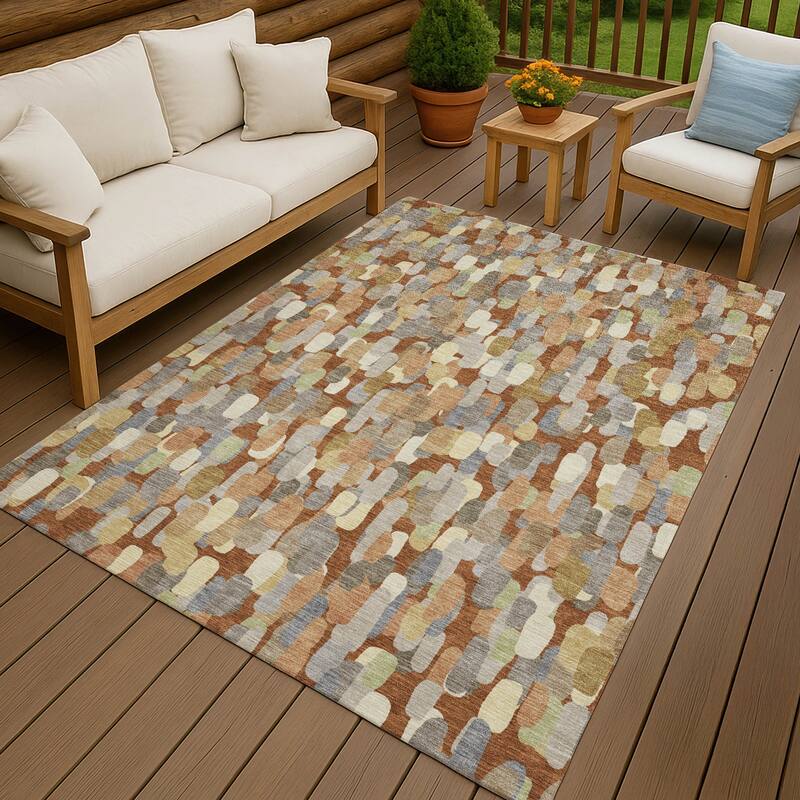 Machine Washable Indoor/ Outdoor Contemporary Drew Chantille Rug - Paprika - 10' x 14'