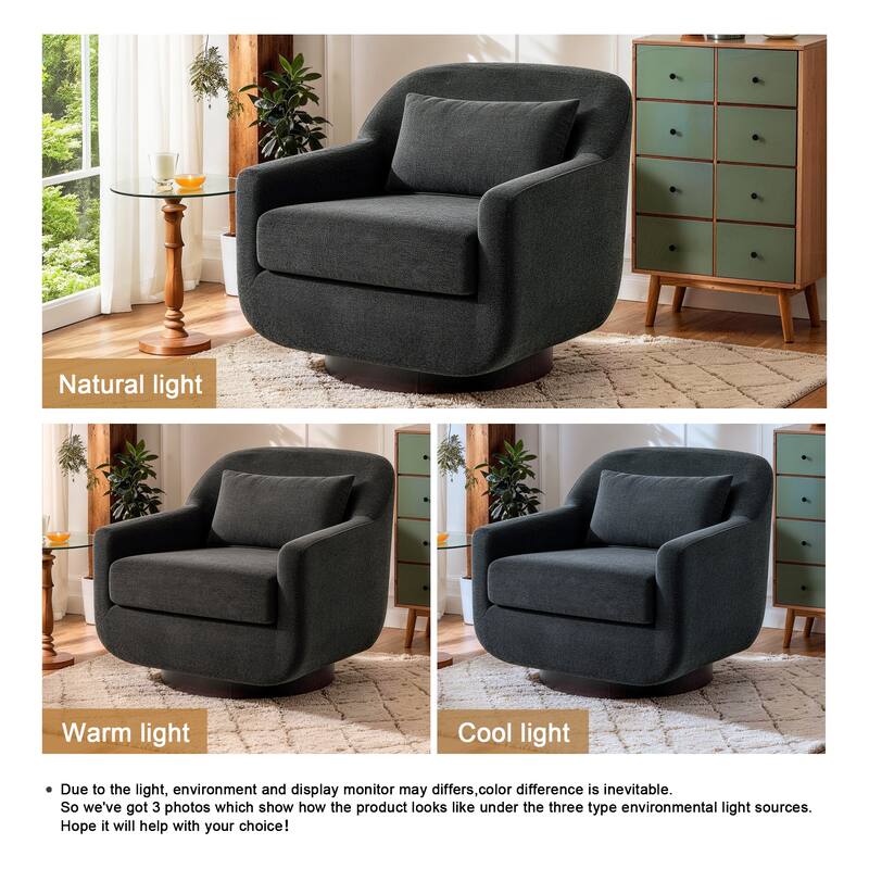 Miles Chenille Scandinavian Swivel Lounge Armchair(Set of 2)