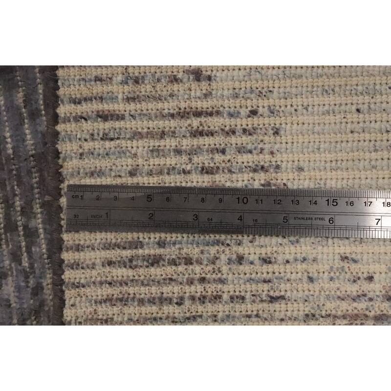 Hand Knotted Oriental Viscose Silk Carpet Modern All-Over Greys & Charcoal Abstract Area Rug - 7' 11'' X 5' 0''