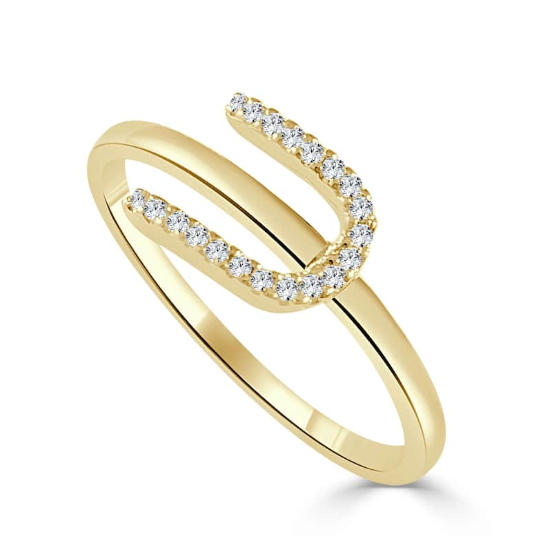 Joelle Collection Diamond Initial Ring for Her 14k Yellow Gold 1/10 ct TDW Women's Ring
