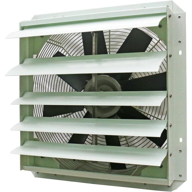iLiving 18/20/24-Inch Corrosion Resistance Shutter Exhaust Fan, Single Speed - Pale yellow - 18 in