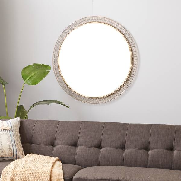 slide 1 of 6, Gold Iron Contemporary Wall Mirror 37 x 37 x 1 - 37 x 1 x 37Round