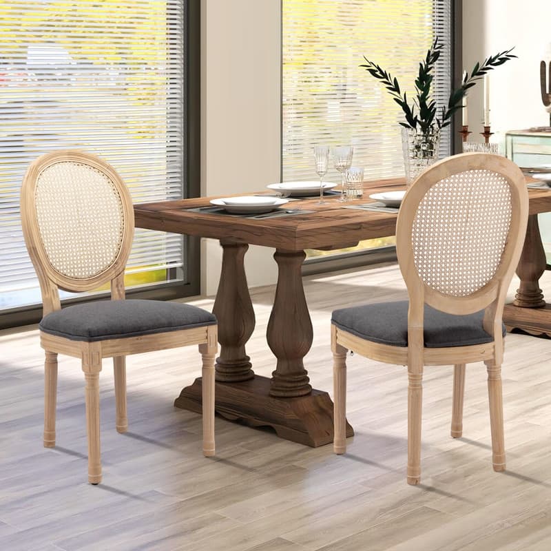French Chair Dining Chair Solid Wood with Nailhead Trim Set of 2