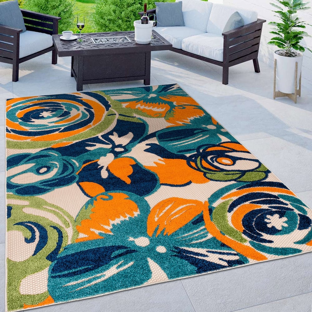 World Rug Gallery Modern Floral Indoor/Outdoor Area Rug