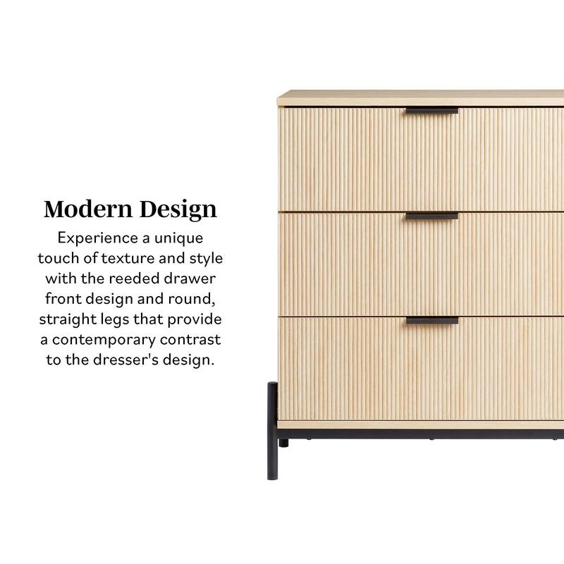 Middlebrook Designs Three Drawer Chest with Reeded Drawer Fronts