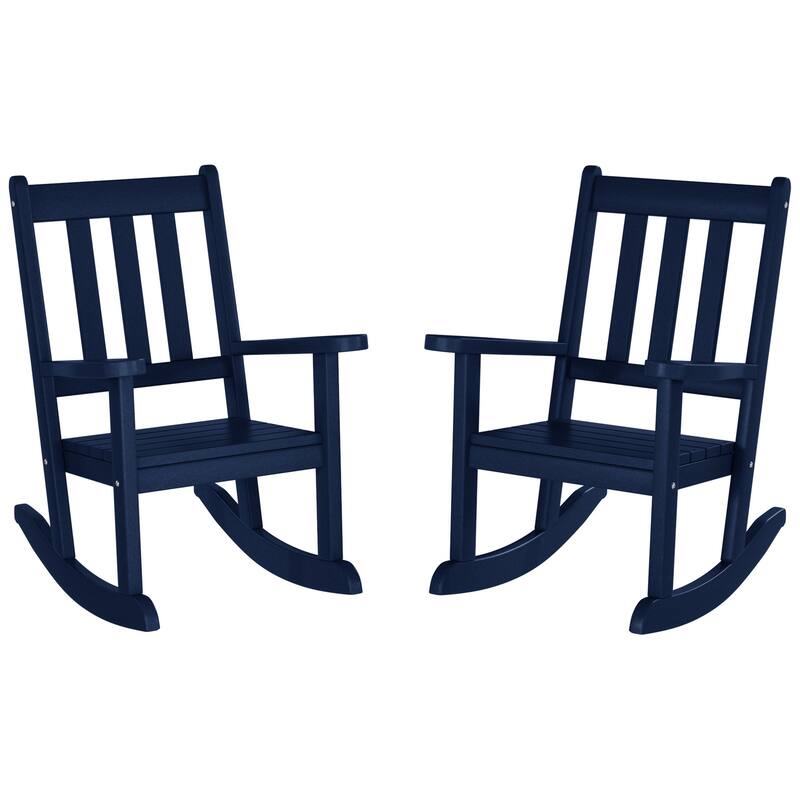 Laguna Kids Outdoor Poly Rocking Chair (Set of 2) - Navy Blue