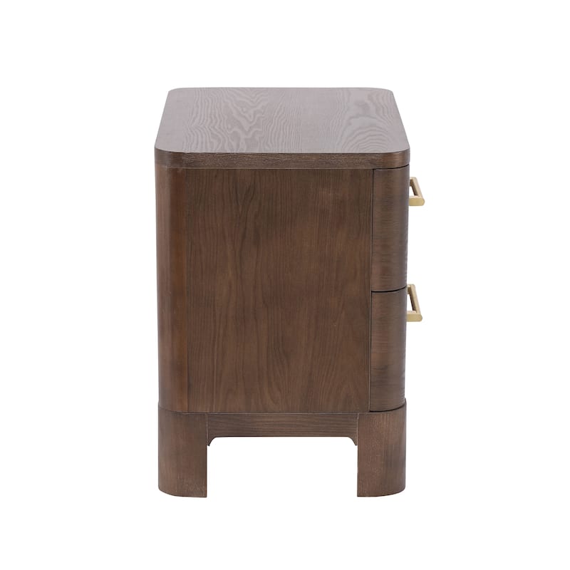 Christopher Knight Home - Modern Nightstand with 2 Drawers and Brushed Gold Handles