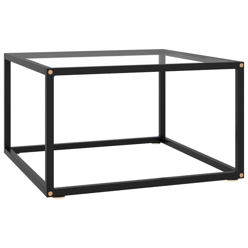 vidaXL Coffee Table Black with Tempered Glass 23.6"x23.6"x13.8" - 23.6" x 23.6" x 13.8"