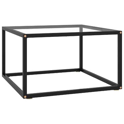 vidaXL Coffee Table Black with Tempered Glass 23.6"x23.6"x13.8" - 23.6" x 23.6" x 13.8"