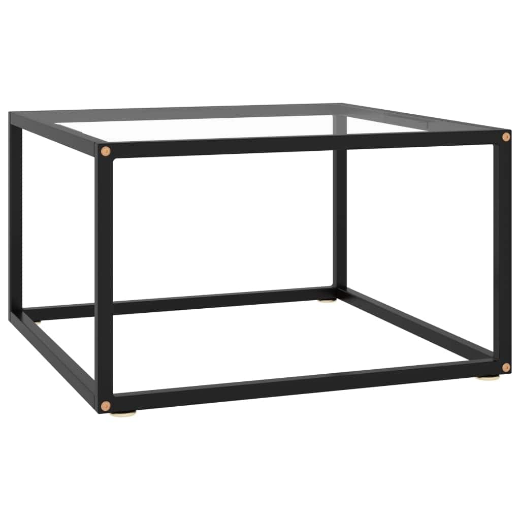 vidaXL Coffee Table Black with Tempered Glass 23.6"x23.6"x13.8" - 23.6" x 23.6" x 13.8"