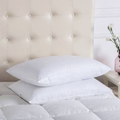 2 Pack Gusseted Goose Feather Pillows - White