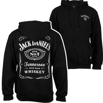 Jack Daniels Label Front And Back Print ZipUp Hoodie