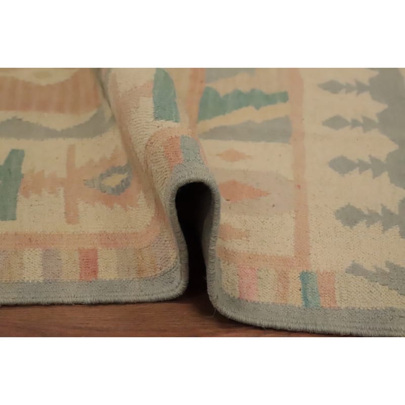 Hand Woven Oriental 100% Wool Carpet Southwestern Tribal Multi-Colored Kilim Area Rug - 6' 2'' X 3' 10''