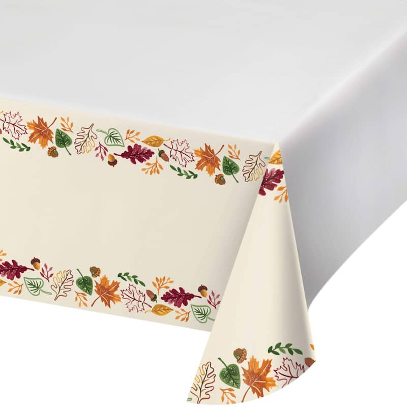 Festival Fall Harvest Lush Leaves Disposable Tablecloths 96" x 54" 12