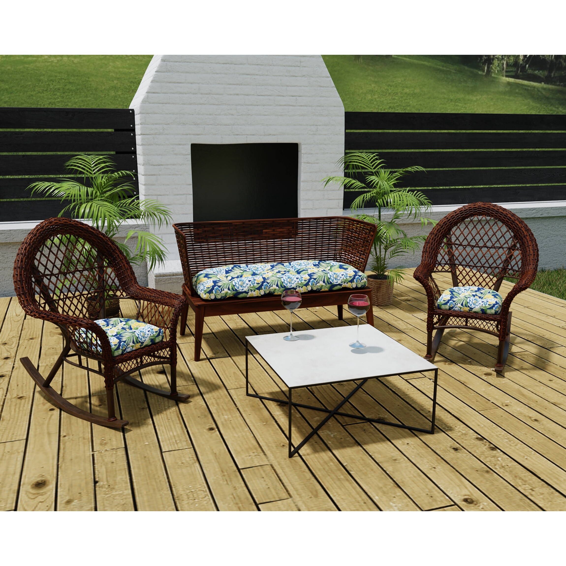 Outdoor settee sales cushion set