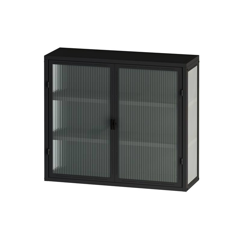 Glass Doors Modern Two-door Wall Cabinet with Featuring Storage