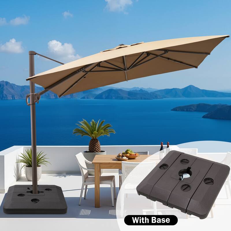 11 x 9 FT Outdoor Aluminum Patio Offset Cantilever Umbrella with Base
