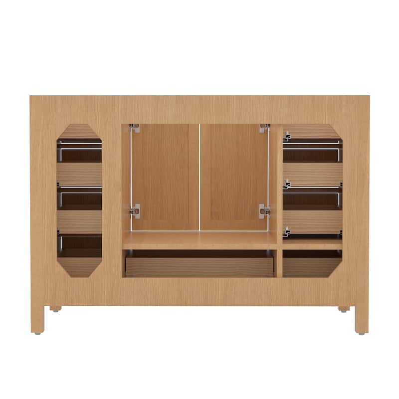 48inch Solid Wood Freestanding Bath Vanity Engineered Countertop Undermount Rectangular Ceramic Sink - 48 inch