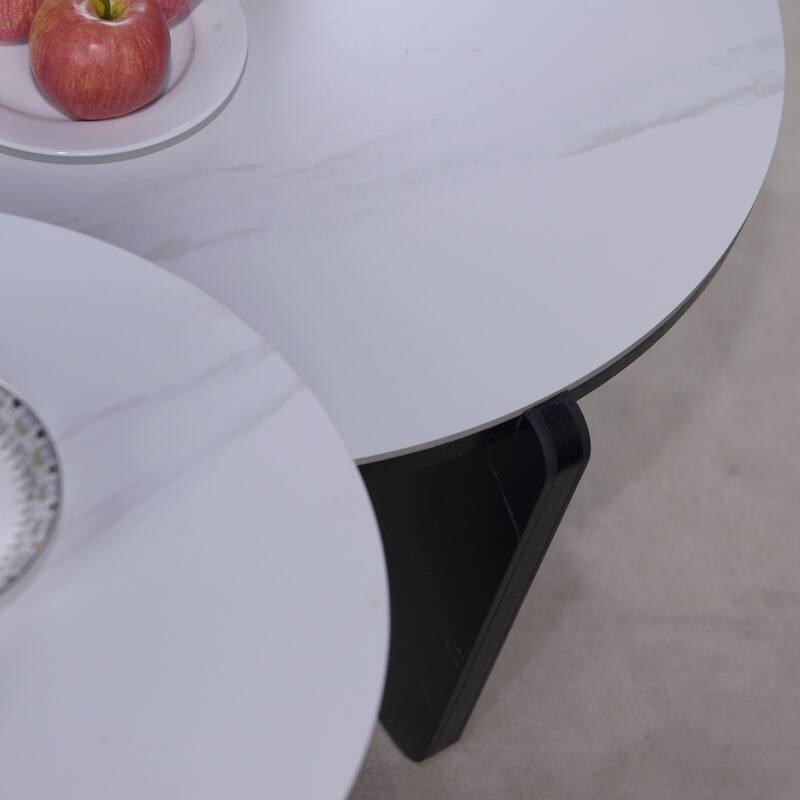 Modern Coffee Table with End Table Set, Durable Walnut Veneered MDF Center Table, Side Table for Living Room