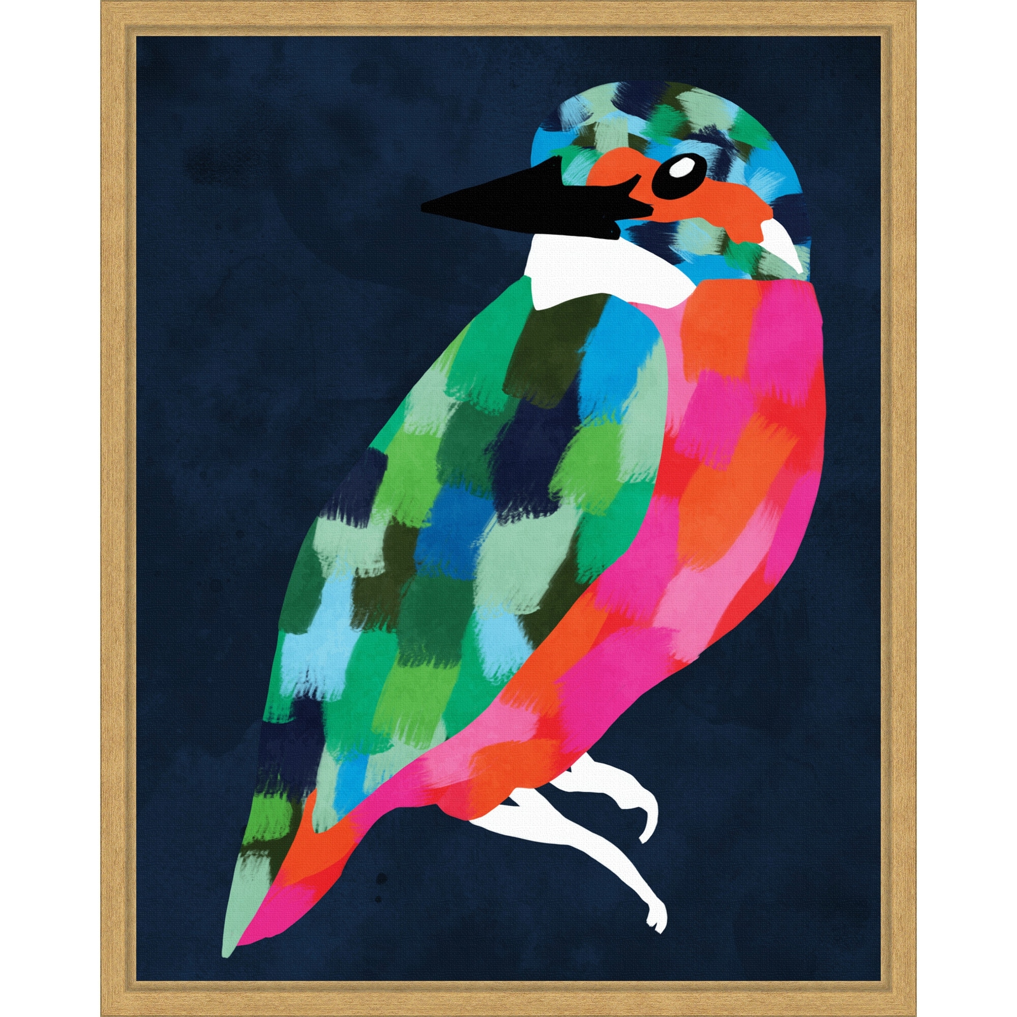 絵画 bird Patchwork Perfection Bird by Kintsugi99 Framed Canvas Wall Art