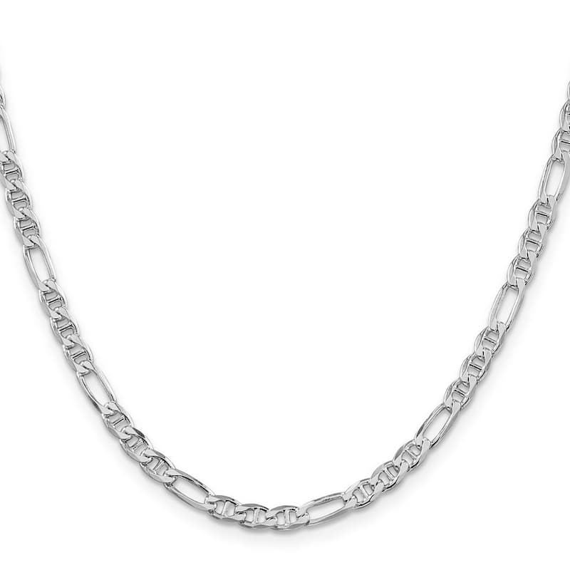 Curata 925 Sterling Silver Rhodium Italian 3.75mm Figaro Mariner Anchor Chain Necklace For Men