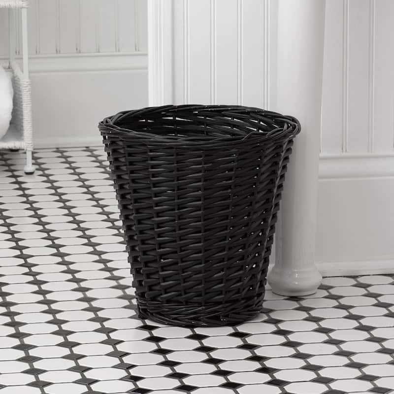 Household Essentials Willow Weave Wicker Waste Basket, Black