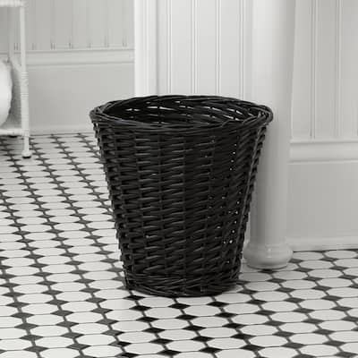 Household Essentials Willow Weave Wicker Waste Basket, Black
