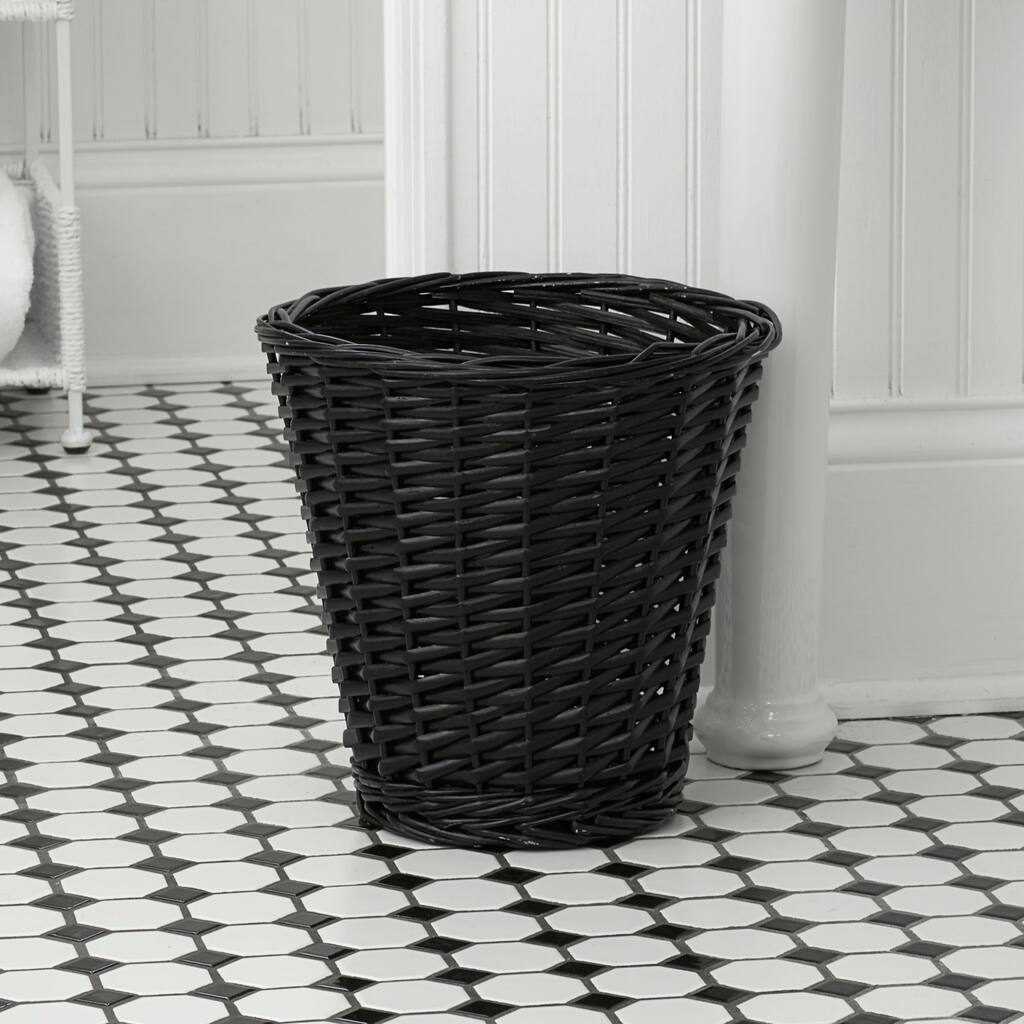 Household Essentials Willow Weave Wicker Waste Basket, Black