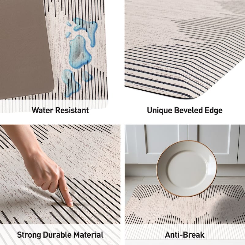Bohemian Stripe Cushioned Anti Fatigue Standing Mat Ergonomic, Non-Slip, Perfect for Kitchen, Office, and Laundry Room