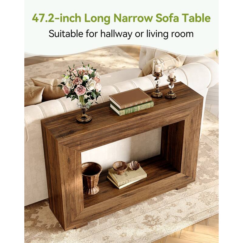 47 Inches Farmhouse Wooden Console Table with Storage