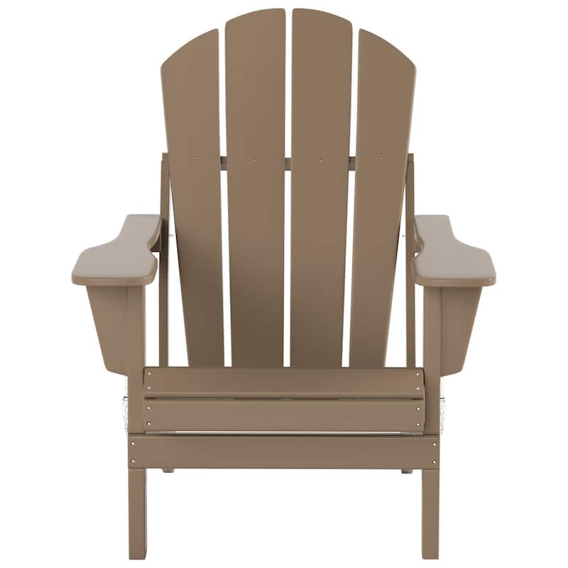 Polytrends Laguna Hdpe All Weather Outdoor Patio Foldable Adirondack Chair With Ottoman And Side Table (3-Piece Set)