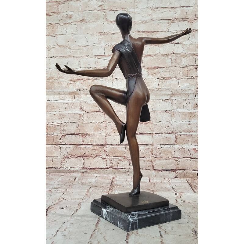 Bronze Art Deco Dancer Sculpture – Numbered Signed Elegant Ballerina Statue