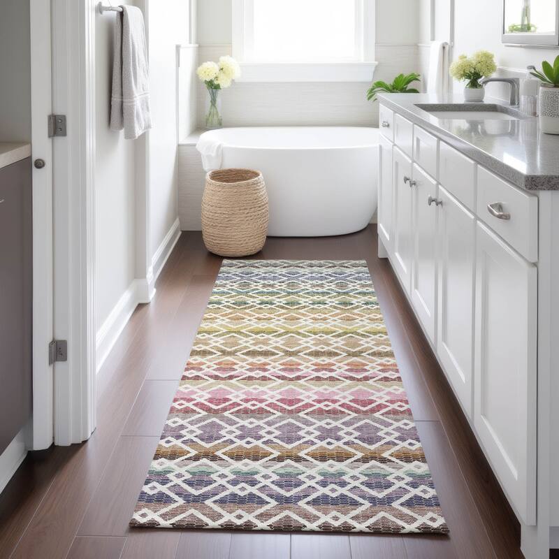 Machine Washable Indoor/ Outdoor Cabo Stripe Chantille Rug