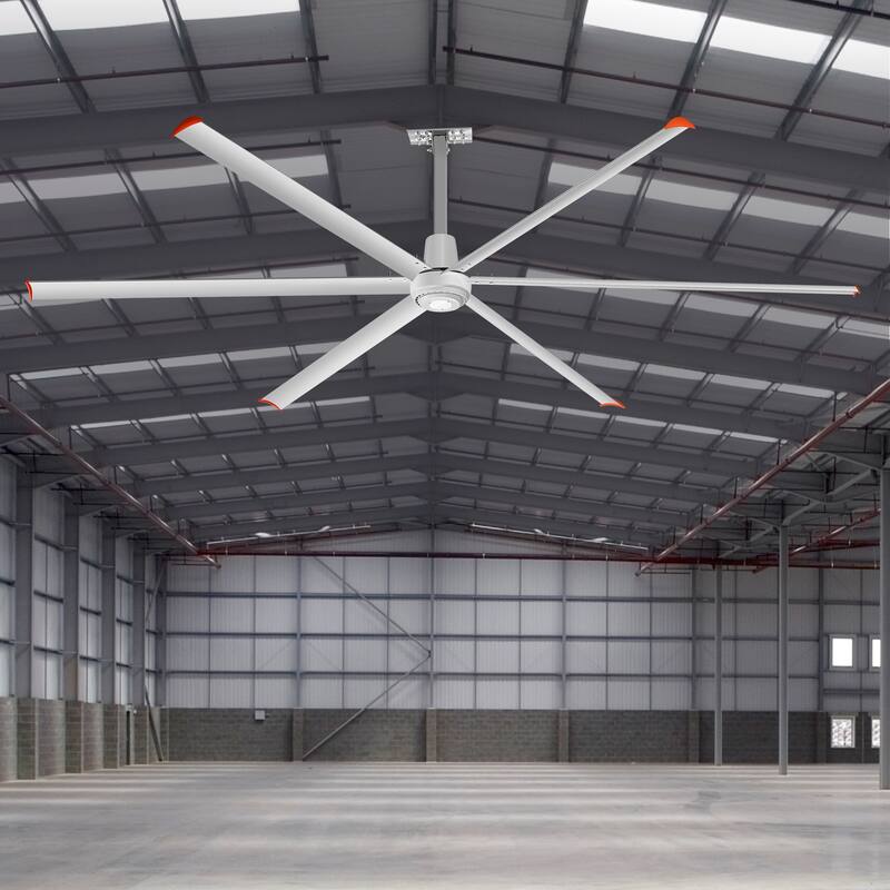 72"/84"/96"/120"/140" HVLS Industrial Ceiling Fan with 6/8 Aluminum Blades without Light - Silver-144in