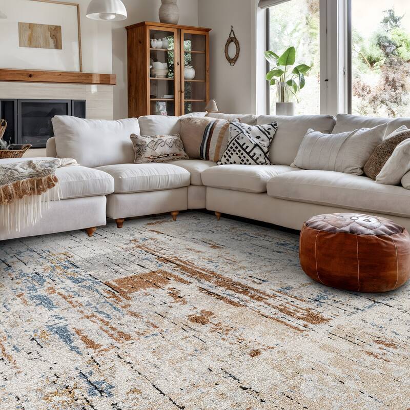 Multi-Tonal Rug for Living Room, Entryway, or Family Spaces - Easy to Clean and Comfortable Underfoot