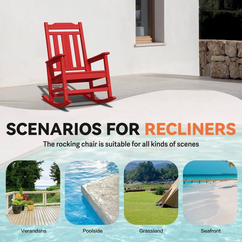 Outdoor Patio HDPE Rocking Chiar, Extra Wide Seat & Backrest