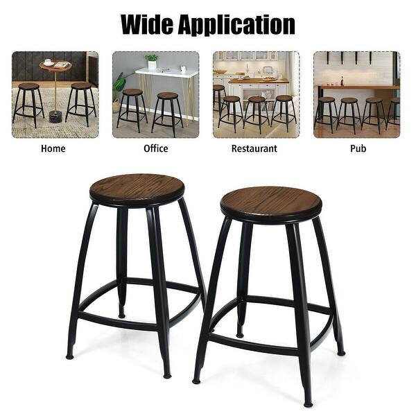 Shop Gymax Set Of 4 Industrial 24 Bar Stool Counter Height Chair