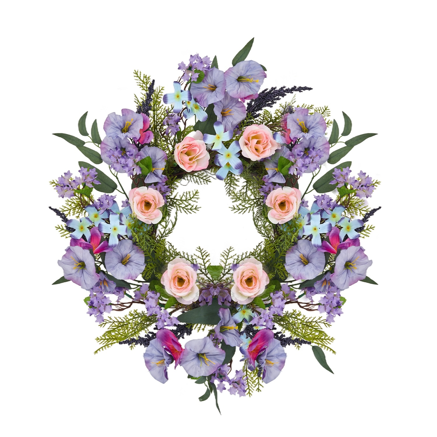 20 Inch Artificial Trumpet Rose Wreath