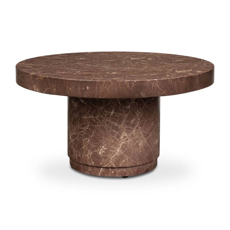 Treso Round Concrete Coffee Table with Marble Finish - Bordeaux Red