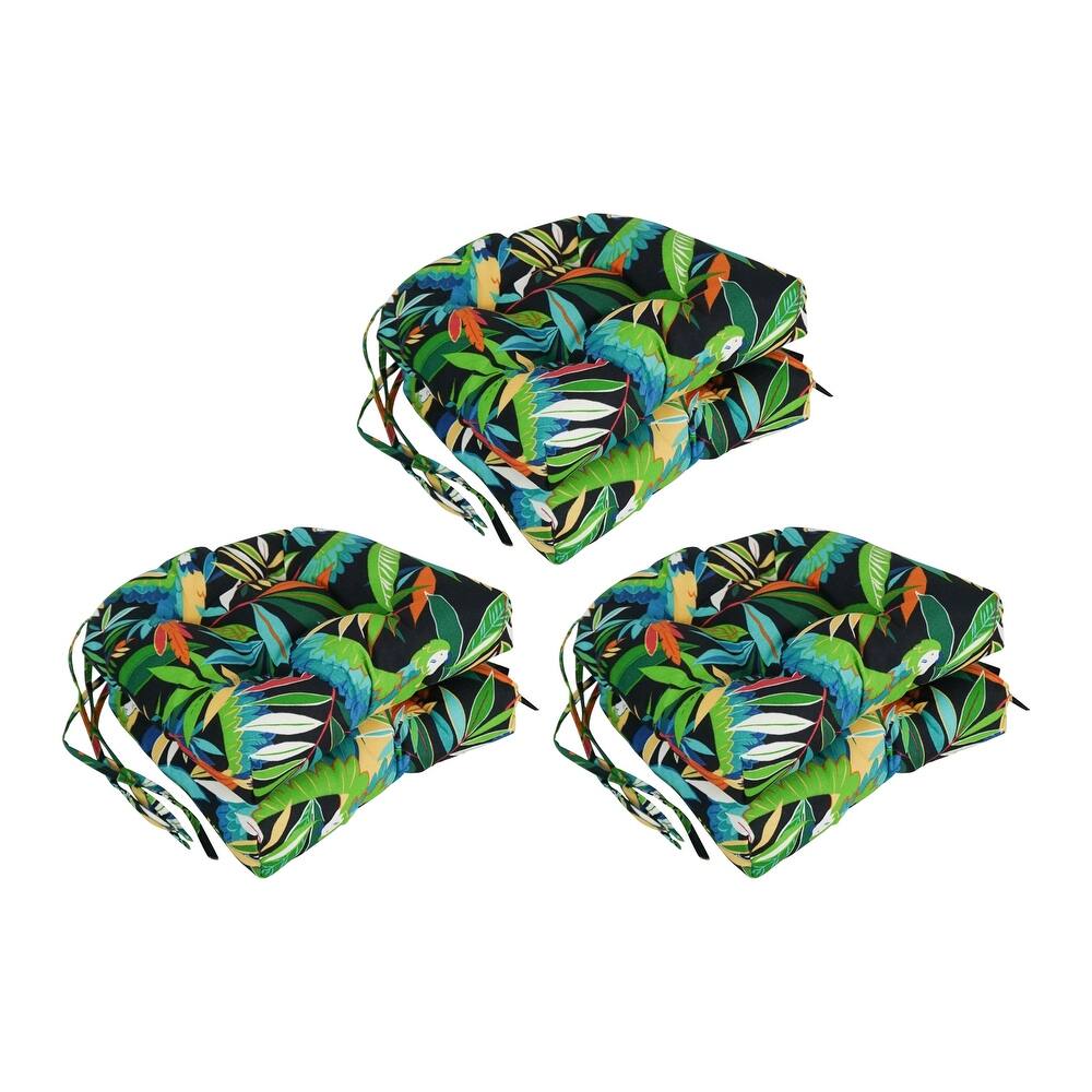 16-inch Rounded Back Tufted Indoor/ Outdoor Chair Cushions (Set of 6)