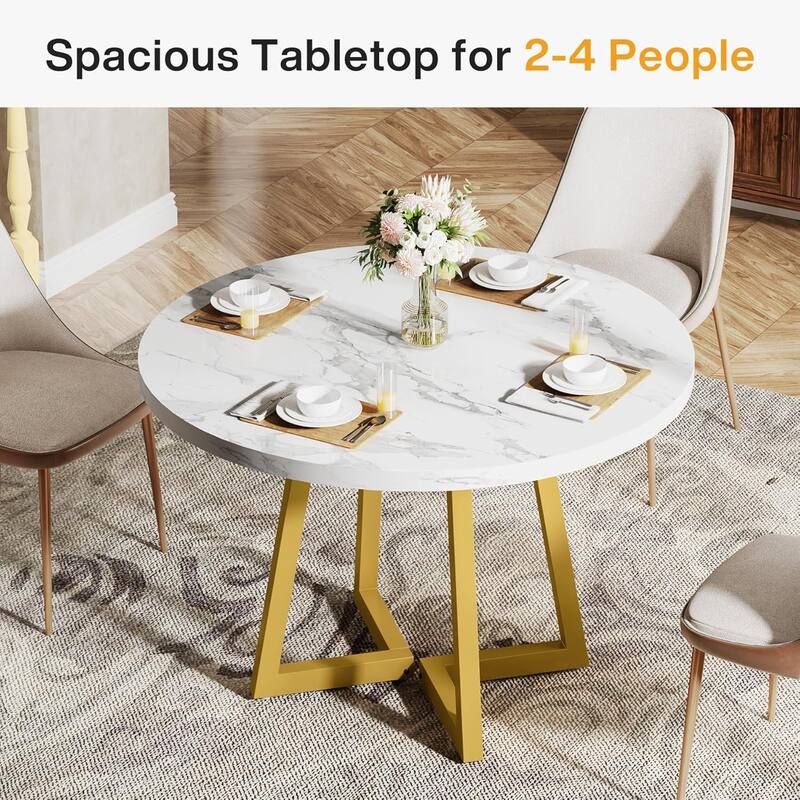 31.5" Round Dining Table for 2, Industrial Dinner Kitchen Table