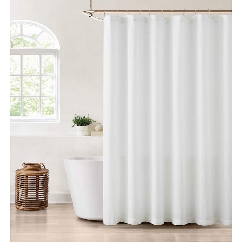 Brooklyn Loom Flax Linen Shower Curtain - White