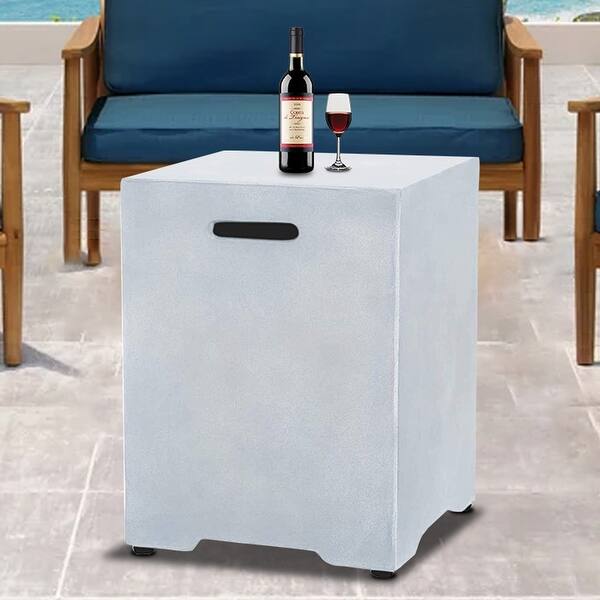Outdoor Patio White Propane Tank Cover Side Table 16 00 W X 16 00 L X 20 00 H Overstock 33740710