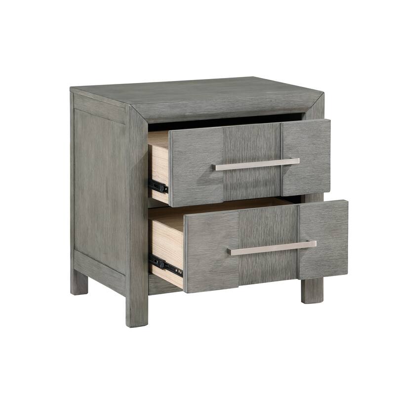 Modern Style 2-Drawer Night stand with Coated metal Handles made with wood