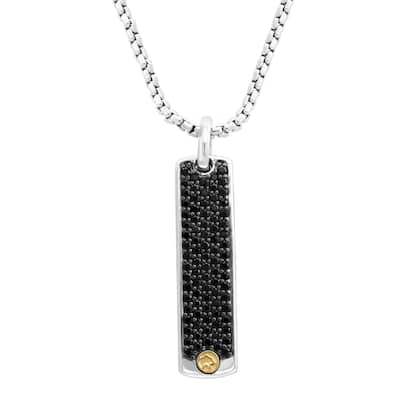 Effy Men's 925 Sterling Silver/18K Yellow Gold Black Sapphire Pendant Necklace
